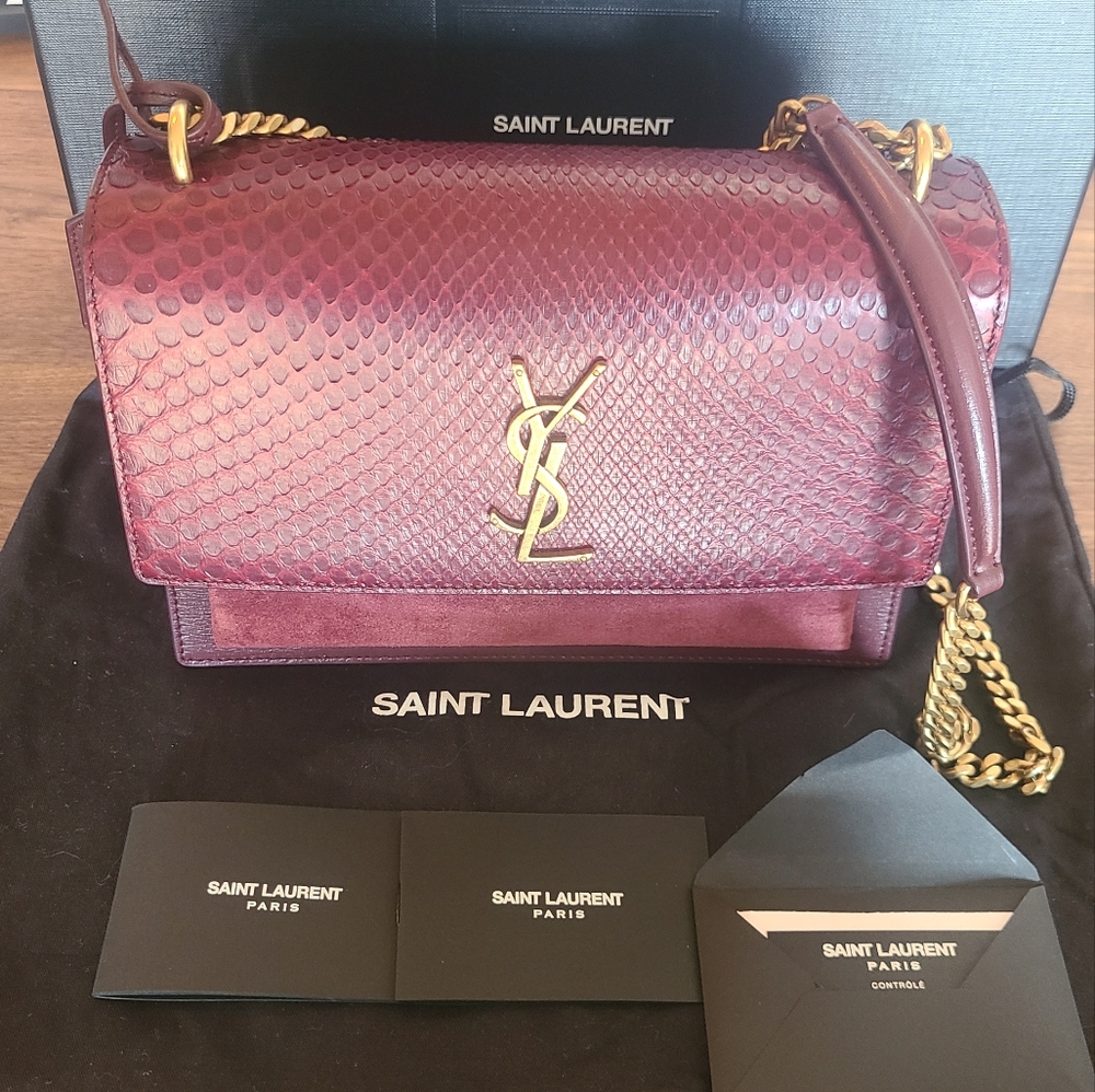 YSL SUNSET MEDIUM CHAIN BAG IN PYTHON